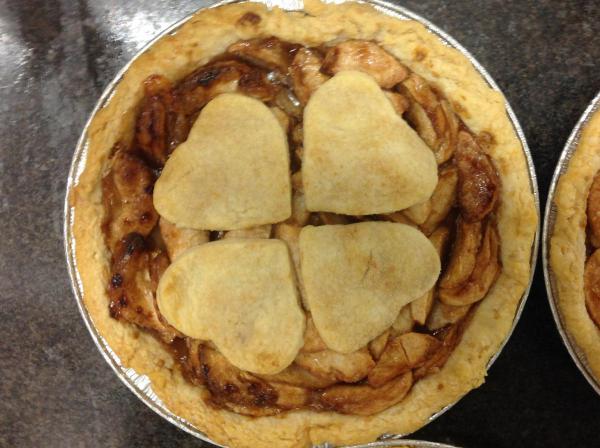 Heart topped apple pie