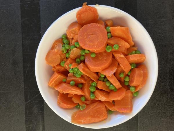 Buttered Fresh Carrots and Baby Peas